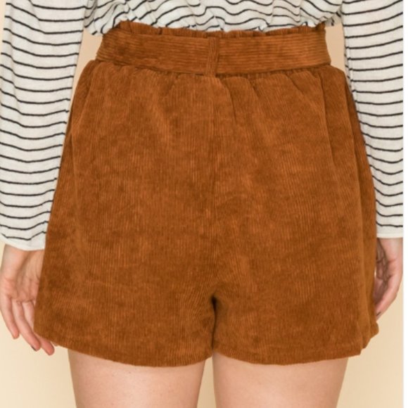 PAPER BAG CORDUROY SHORTS WITH POCKETS - Picture 5 of 6